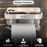 Plantex Platinum SS - 304 Grade Toilet Paper Holder/Toilet Paper Roll Holder with Mobile Stand/Toilet Paper Roll Holder Stand/Bathroom Accessories (Chrome)
