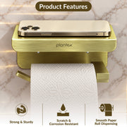 Plantex Toilet Paper Holder for Bathroom/304 Grade Stainless Steel Tissue Paper Roll Holder with Mobile Stand/Bathroom Accessories - Pack of 1 (Brass Antique)