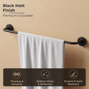Plantex Towel Rod for Bathroom/304 Grade Stainless Steel Towel Hanger/24 Inch Towel Bar for Bathroom/Single Towel Rod/Bathroom Accessories - (Daizy - Black)