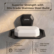 Plantex Soap Holder for Bathroom/304 Grade Stainless Steel Soap Case/Single Soap Dish/Soap Stand/Bathroom Accessories - Pack of 1 (PMB-2403, Z-Black)