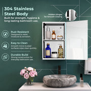 Plantex Bathroom Mirror Cabinet/304 Stainless Steel Cabinet with Mirror/Storage Cabinet/Wall Mounted Bathroom Cabinet (10x16 Inch, Chrome)