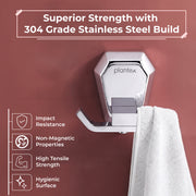 Plantex Robe Hook for Bathroom/304 Grade Stainless Steel Towel Hook/Cloth Hanger/Bathroom Accessories - Pack of 1 (PM-2405-Chrome)