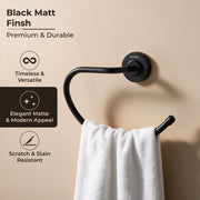 Plantex 304 Grade Stainless Steel Round Napkin Holder for washbasin/Hand Towel Holder/Napkin Ring for Bathroom/Bathroom Accessories - Daizy (Black)