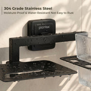 Plantex Decan 304 Grade Stainless Steel Soap and Brush Holder Stand for Bathroom/Tumbler Holder with Soap Holder/Bathroom Accessories - (Black)