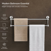 Plantex Stainless Steel Dual Towel Rod/Towel Bar for Bathroom/Towel Hanger/Stand/Bathroom Accessories (24 Inch - Chrome Finish) - Pack of 1