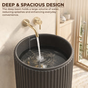 Plantex Pedestal Basin For Bathroom/Acrylic Resin & Quartz One Piece Pedestal Free Standing Round Wash Basin For Living Room and Hotel (Matt Grey)