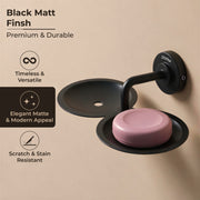 Plantex 304 Grade Stainless Steel Double Soap Holder/Soap Stand/Soap Dish for Bathroom and Wash Basin- Daizy (Black)
