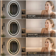 Plantex Light Mirror for Bathroom/LED Mirror for Wall with 3 Tone/Designer Mirror for Living Room/Bedroom/Dressing Room - Oval Shape (18 X 24 Inch)