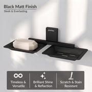 Plantex 304 Grade Stainless Steel Double Soap Stand/Dual Soap Dish/Soap Case/Soap Storage/Wall Mounted Soap Holder/Bathroom Accessories - Crystal (Black)
