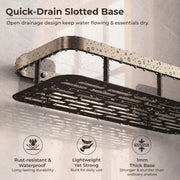 Plantex Bathroom Organizer Without Drill/Stainless Steel & Aluminium Shelf for Wall with Adhesive Stickers - Pack of 2 (12x5 inches, Satin & Black)