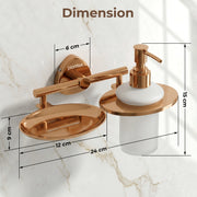 Plantex J4 Stainless Steel Soap Dish with Liquid Dispenser/Soap Stand for Bathroom Wall Mount/Shampoo Dispenser/Bathroom Accessories (PVD Rose Gold Finish) Angel