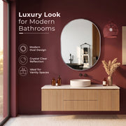 Plantex Frameless Mirror for Bathroom/Dressing Room/Living Room/Bedroom/Entryway - Capsule Shape (18 X 24 Inch)