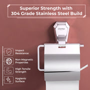 Plantex Toilet Paper Holder for Bathroom/304 Grade Stainless Steel Tissue Paper Roll Holder/Bathroom Accessories - Pack of 1 (PM-2410, Chrome)