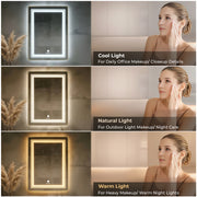 Plantex LED Mirror for Bathroom with 3 Tone/Designer Mirror for Living Room/Bedroom/Dressing Room - Rectangle Shape (18 X 24 Inch)