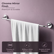 Plantex 304 Grade Stainless Steel Towel Hanger for Bathroom/Single Towel Rod/Towel Bar/Bathroom Accessories - Daizy (Chrome)