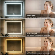 Plantex Glass LED Mirror for Bedroom/Wall with 3 Lighting Option/Smart Mirror for Living Room/Bedroom/Dressing Room - Rectangle Shape (18 X 24 Inch)