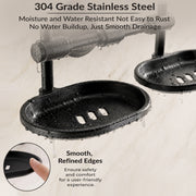 Plantex 304 Grade Stainless Steel Dual Soap Dish for Bathroom/Soap Stand/Wall Mounted Soap Holder for Bathroom Accessories Niko (Black)