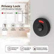 Plantex Bathroom Indicator with Lock/Stainless Steel Red and Green Indicator Keyless Door Lock/Round Toilet Partition Door Lock - Pack of 1 (Black)