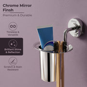 Plantex 304 Grade Stainless Steel Tumbler Holder/Tooth Brush and Tooth Paste Holder/Tooth Brush Holder for Bathroom Accessories - Daizy (Chrome)