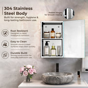 Plantex Bathroom Mirror Cabinet/304 Stainless Steel Bathroom Cabinet with Mirror/Bathroom Storage Cabinet/Wall Mounted Mirror Bathroom Cabinet (10x16 Inch-Chrome)