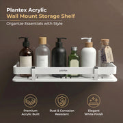 Plantex Deluxe Acrylic Bathroom Shelf (12x5 Inches, White, Matte)
