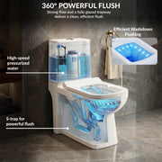Plantex Platinum Ceramic Commode Toilet/S Trap One Piece Western Toilet/Rim Washdown Flush Commode with Soft Close Toilet Seat Cover (White, Ultra)
