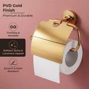 Plantex 304 Grade Stainless Steel Toilet Paper Roll Holder/Tissue Paper Holder/Bathroom Tissue Holder/Bathroom Accessories - Daizy (Golden)