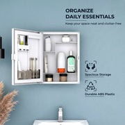 Plantex Bathroom Cabinet with Mirror/ABS Bathroom Storage Cabinet/Mirror Cabinet for Wall/Mirror with Storage for Bathroom - 18x14 Inch (CAB-117, White)