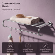 Plantex 304 Grade Stainless Steel Bathroom Towel Hanger/Towel Rack with Towel Rod/Towel Holder/Bathroom Accessories - Daizy (24-inch) Chrome