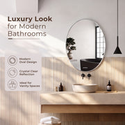 Plantex Unframed Unframed Oval Mirror for Wall/Mirror with Beveled Smooth Edges/Mirror for Bathroom/Dressing Room/Living Room/Bedroom/Entryway - (15 X 18 Inch), Clear