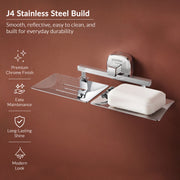 Plantex 304 Grade Stainless Steel  Double Soap Dish/Soap Case/Soap Holder/Soap Stand for Bathroom Accessories - Maxx (Chrome)