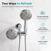 Plantex ABS 8 mode Bathroom Shower Set with 304 Stainless Steel 1.5 meter Flexible Hose Pipe/Handheld Shower Head with 10-inch Round Shower Head-Chrome