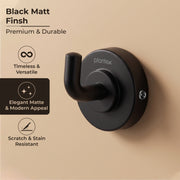 Plantex 304 Grade Stainless Steel Robe Hook/Cloth-Towel Hanger/Napkin Hanger/Bathroom Accessories - Daizy (Black)