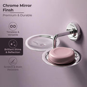 Plantex 304 Grade Stainless Steel Double Soap Holder for Bathroom/Soap Stand for Bathroom Wall/Soap Dish/Bathroom Accessories - Daizy (Chrome)