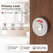 Plantex Bathroom Indicator with Lock/Stainless Steel Red and Green Indicator Keyless Door Lock/Round Toilet Partition Door Lock - Pack of 1 (Matt)