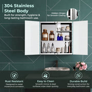 Plantex Planet Premium Bathroom Cabinet with Mirror/ 304 Stainless Steel Bathroom Mirror with Storage/Shelf for Wall with Mirror (18x18 Inch-Chrome)