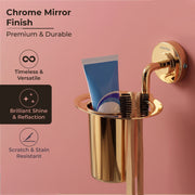 Plantex Tumbler Holder for Bathroom/304 Grade Stainless Steel Toothbrush Holder/Toothpaste/Razor Holder/Bathroom Accessories - Pack of 1 (Gold)