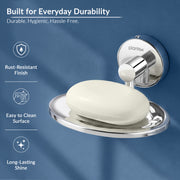 Plantex Maxx Stainless Steel Soap Holder for Bathroom - Soap Dish Stand/Accessories (Chrome)