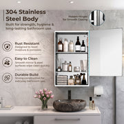 Plantex Bathroom Mirror Cabinet/304 Stainless Steel Bathroom Cabinet with Mirror/Bathroom Storage Cabinet/Wall Mounted Mirror Bathroom Cabinet (20x32 Inch-Chrome)