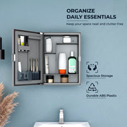 Plantex Bathroom Cabinet with Mirror/ABS Bathroom Storage Cabinet/Mirror Cabinet for Wall/Mirror with Storage for Bathroom - 18x14 Inch (CAB-117, Grey)