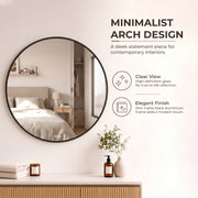 Plantex Aluminium Frame Mirror for Wall/Round Wall Mount Mirror for Bedroom/Dressing Room/Living Room/Entryway - (24 Inch-Black)
