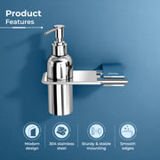 Plantex Liquid Soap Dispenser for Bathroom/304 Grade Stainless Steel Shampoo Dispenser/Hand wash Dispenser/Bathroom Accessories - Pack of 1 (Regent, Chrome)