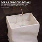 Plantex Pedestal Matt Wash Basin/Acrylic Resin & Quartz Free Standing Wash Basin/Square Basin for Bathroom/Home/Office - (10040, Beige)