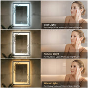 Plantex Mirror with Light with 3 Tone/Designer Mirror for Living Room/Bedroom/Dressing Room - Rectangle Shape (18 X 24 Inch)
