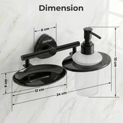 Plantex J4 Stainless Steel Soap Dish with Liquid Dispenser/Soap Stand/Shampoo Dispenser for Bathroom/Bathroom Accessories - Pack of 1 (R-218B, Black)