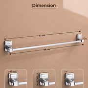 Plantex 304 Grade Stainless Steel 24 inch Towel Hanger/Holder for Bathroom/Single Towel Rod/Towel Bar/Towel Stand/Bathroom Accessories Pack of 1, Darcy (Chrome)