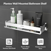 Plantex Stainless Steel Bathroom Shelf Rack/Bathroom Organizer/Wall Shelf for Bathroom Accessories Set/Kitchen Stand/Kitchen Shelves & Racks - Chrome (12x5 Inch)