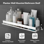 Plantex Stainless Steel Bathroom Shelf Rack/Bathroom Organizer/Wall Shelf for Bathroom Accessories Set/Kitchen Stand/Kitchen Shelves & Racks-(Chrome 18x5 Inches)