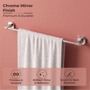 Plantex 304 Grade Stainless Steel Towel Holder in Bathroom/Single Towel Rod for Bathroom/Cloth Hanger/Bathroom Accessories - Nipron (Chrome - 24 inch)