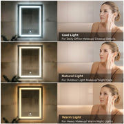 Plantex Metal LED Wall Mirror with Triple-Tone/Touch Mirror for Bedroom/Dressing Room/Living Room - Rectangle Shape (18 X 24 Inch)